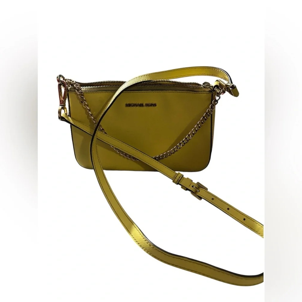Michael Kors Lemon Yellow Leather Crossbody with Chain Detail